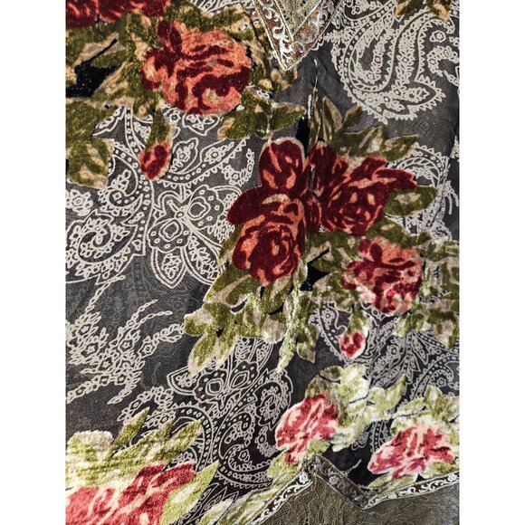 2/$35 POL Lace Sheer Floral Burnout Romantic Witchy Tunic Top W/ Bell Sleeves S - Picture 7 of 8